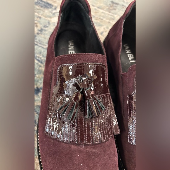 Van Eli Women's Burgundy Suede Patent Leather Brogues, size 10 - Picture 2 of 7